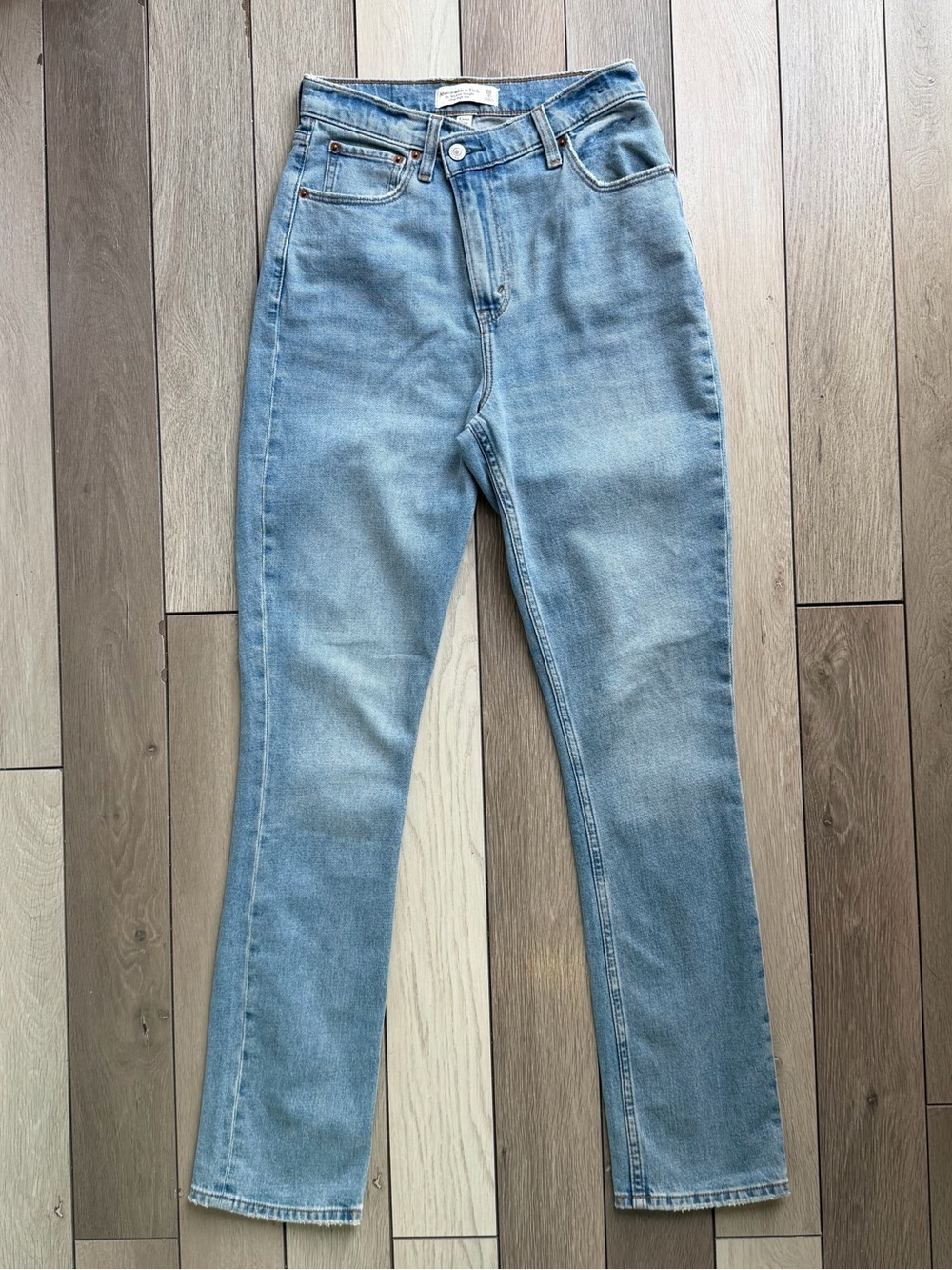 Abercrombie & Fitch High-Rise Light Blue Straight Jeans